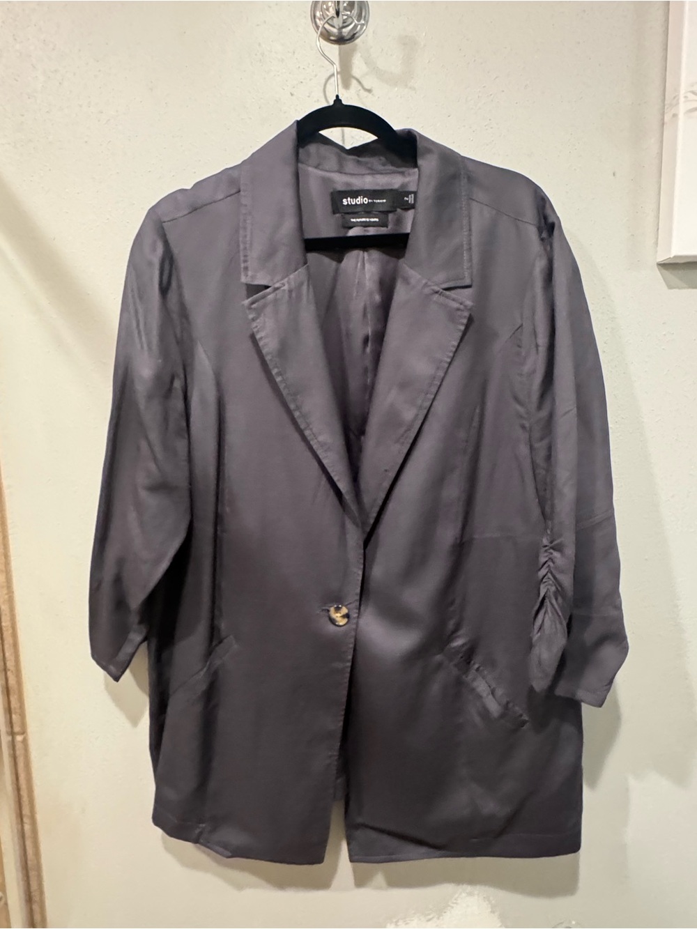 Torrid Slate Blue Ruched Sleeve Blazer Size 2